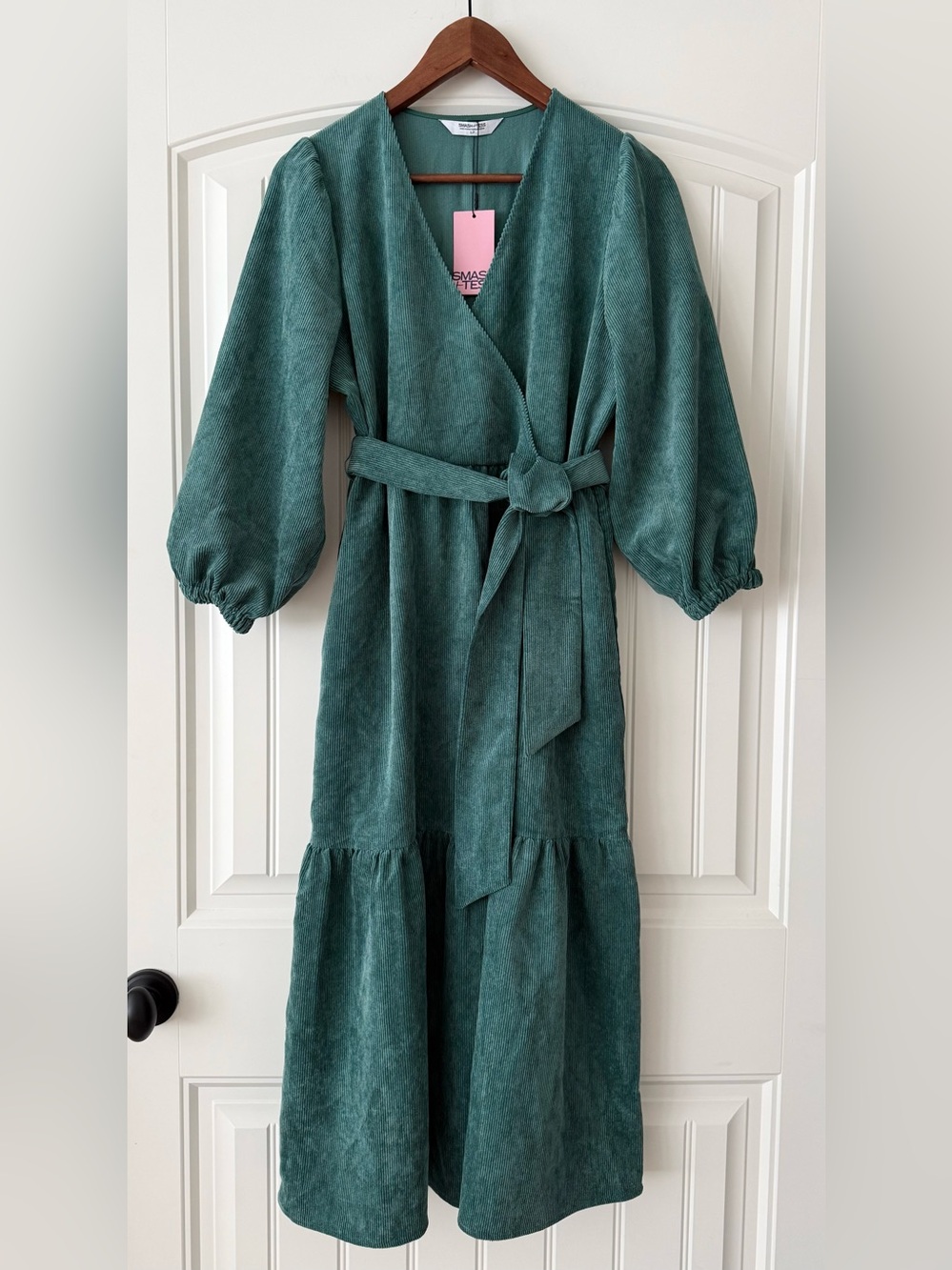 Smash + Tess Calista Corduroy Midi Dress in Posy Green